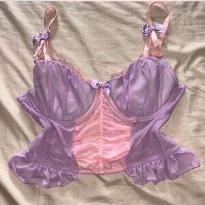 Sugar Thrillz Lavender and Pink Lace corset top